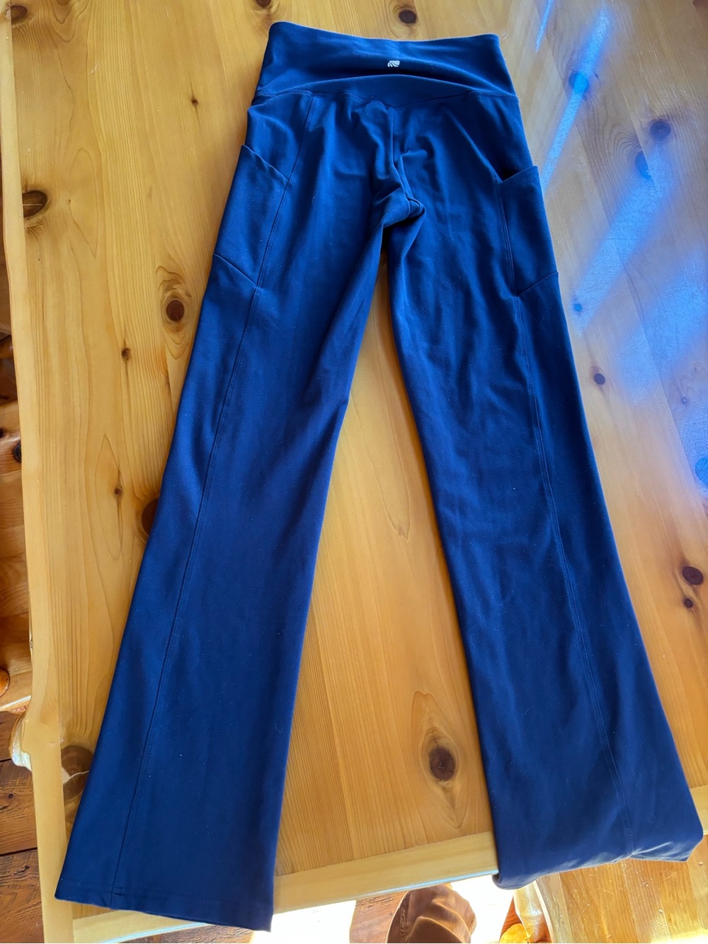 Marika Navy Blue Workout Leggings with Flared Hem
